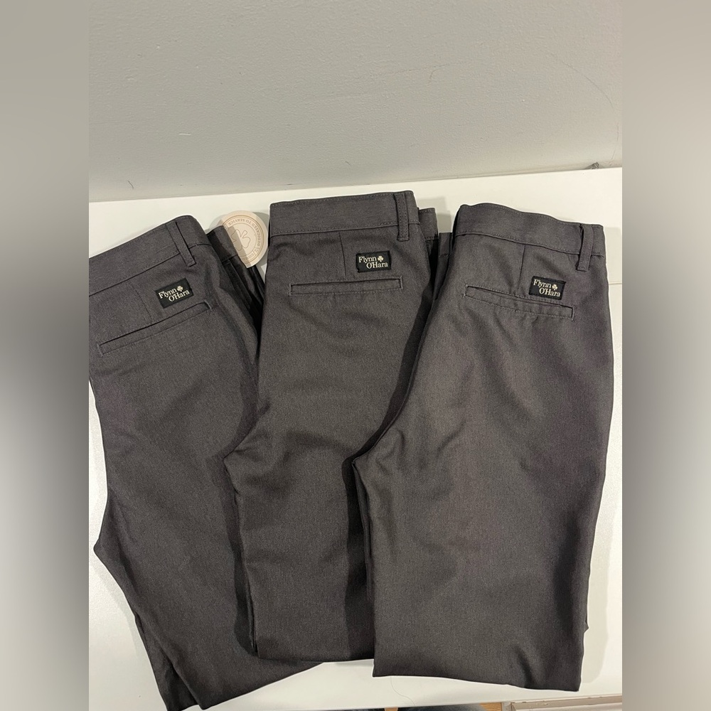 3 PAIRS Flynn O'Hara School Uniform Pants Gray Boy Teen Size16R